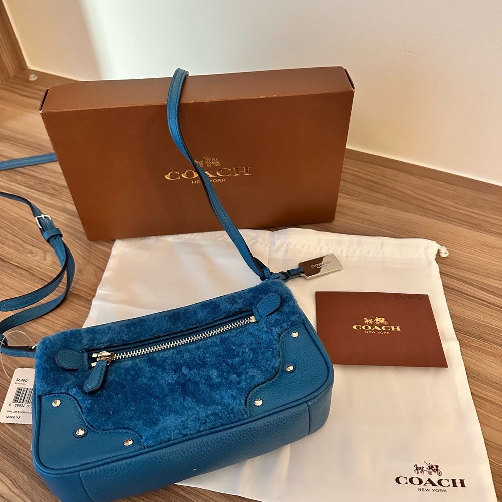 Coach Blue Crossbody Bag Shearling Pochette